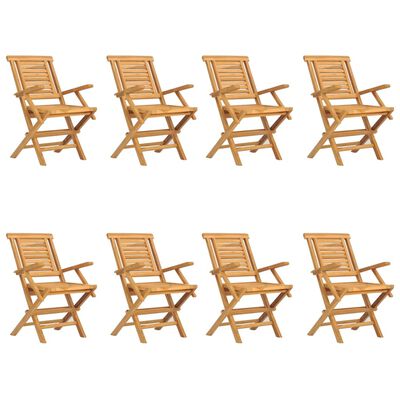 vidaXL 8 db tömör tíkfa összecsukható kerti szék 56 x 63 x 90 cm