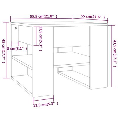 vidaXL sonoma tölgy színű szerelt fa dohányzóasztal 55,5 x 55 x 45 cm