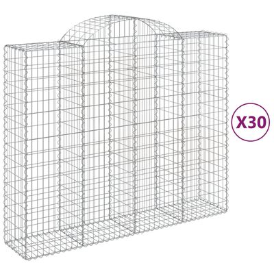 vidaXL 30 db íves horganyzott vas gabion kosár 200x50x160/180 cm