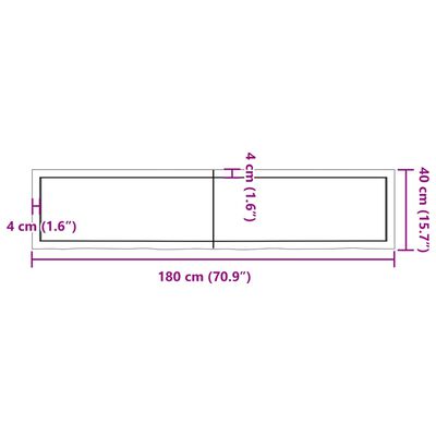 vidaXL sötétbarna kezelt tömör tölgyfa asztallap 180x40x(2-6) cm