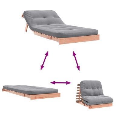 vidaXL tömör duglászfenyő futon kanapéágy matraccal 90 x 206 x 11 cm