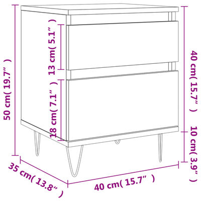 vidaXL 2 db magasfényű fehér szerelt fa éjjeliszekrény 40x35x50 cm