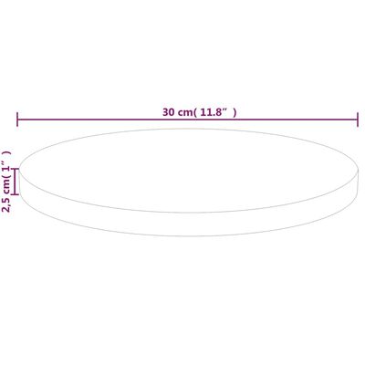 vidaXL kerek kezeletlen tömör tölgyfa asztallap Ø30 x 2,5 cm