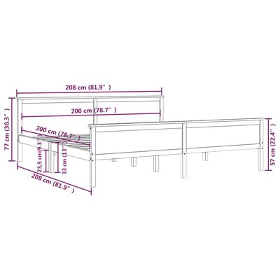 vidaXL tömör fenyőfa ágykeret 200 x 200 cm