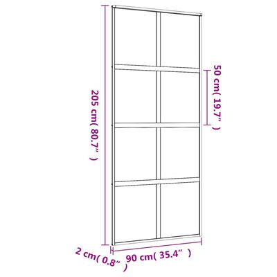 vidaXL aranyszínű ESG tejüveg és alumínium tolóajtó 90 x 205 cm