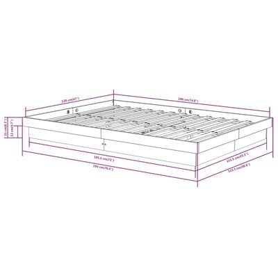 vidaXL Small Double fekete tömör fa ágykeret 120 x 190 cm