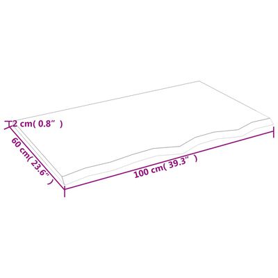 vidaXL világosbarna kezelt tömör tölgyfa asztallap 100 x 60 x 2 cm