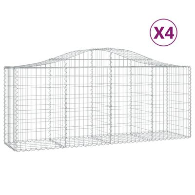 vidaXL 4 db íves horganyzott vas gabion kosár 200x50x80/100 cm