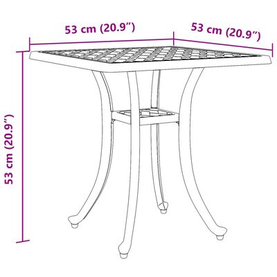 vidaXL fehér öntött alumínium kerti asztal 53 x 53 x 53 cm