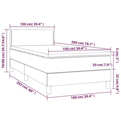 vidaXL szürke műbőr rugós ágy matraccal 100 x 200 cm