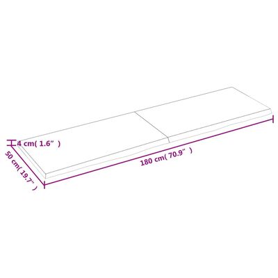 vidaXL sötétbarna kezelt tömör fa fürdőszobai pult 180x50x(2-4) cm