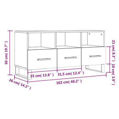 vidaXL fehér magasfényű szerelt fa TV-szekrény 102x36x50 cm