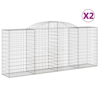 vidaXL 2 db íves horganyzott vas gabion kosár 300x50x120/140 cm