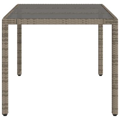 vidaXL szürke polyrattan üveglapos kerti asztal 150 x 90 x 75 cm