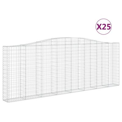 vidaXL 25 db íves horganyzott vas gabion kosár 400x30x140/160 cm