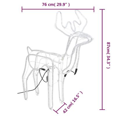 vidaXL hideg fehér karácsonyi rénszarvas mozgó fejjel 76 x 42 x 87 cm