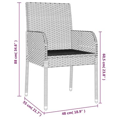 vidaXL 7 részes fekete polyrattan kerti étkezőgarnitúra párnával