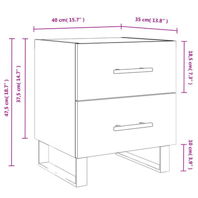 vidaXL 2 db barna tölgyszínű szerelt fa éjjeliszekrény 40x35x47,5 cm