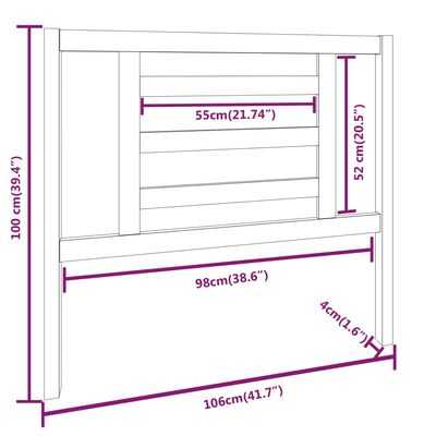 vidaXL tömör fenyőfa ágyfejtámla 106 x 4 x 100 cm