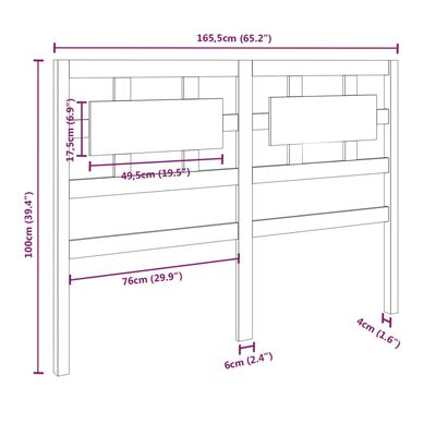 vidaXL fekete tömör fenyőfa ágyfejtámla 165,5 x 4 x 100 cm