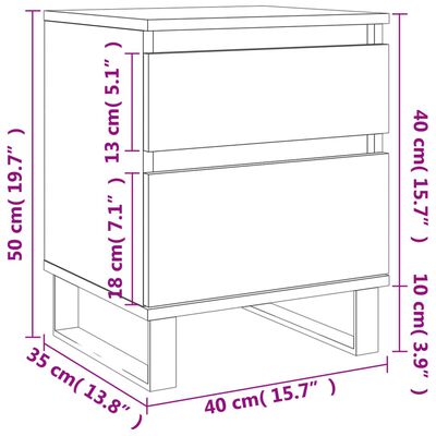 vidaXL 2 db fekete szerelt fa éjjeliszekrény 40 x 35 x 50 cm