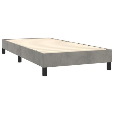 vidaXL világosszürke bársony rugós ágy matraccal 90x190 cm