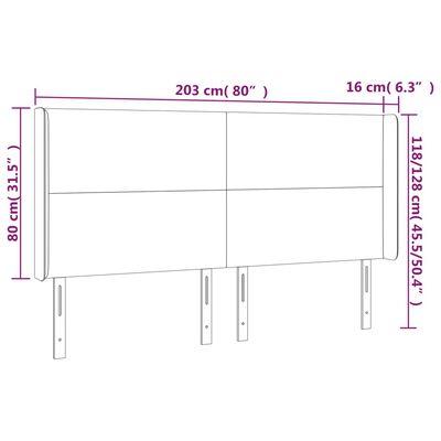 vidaXL cappuccino műbőr LED-es fejtámla 203x16x118/128 cm