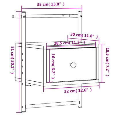 vidaXL 2 db fekete szerelt fa fali éjjeliszekrény 35x30x51 cm