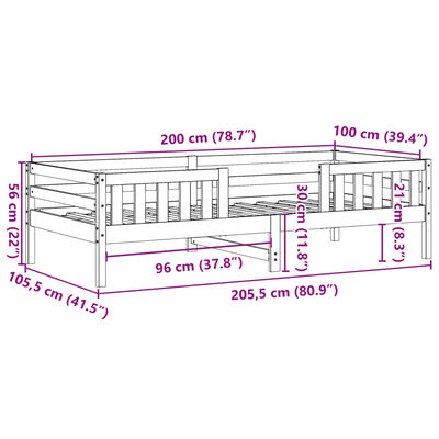 vidaXL viaszbarna tömör fenyőfa ágy matrac nélkül 100 x 200 cm