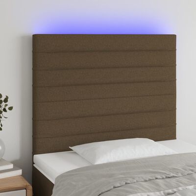 vidaXL sötétbarna szövet LED-es fejtámla 80x5x118/128 cm