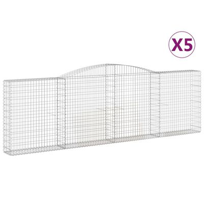 vidaXL 5 db íves horganyzott vas gabion kosár 400x30x120/140 cm