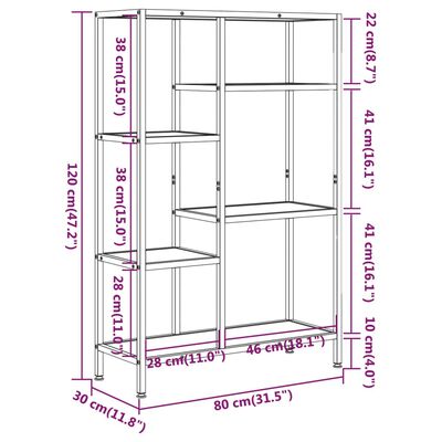 vidaXL acél és szerelt fa könyvespolc 80 x 30 x 120 cm