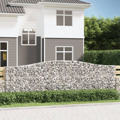 vidaXL 7 db íves horganyzott vas gabion kosár 400x30x120/140 cm