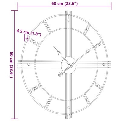 vidaXL fekete vas falióra Ø60 cm