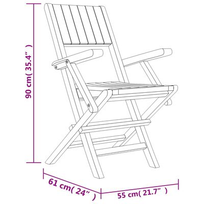 vidaXL 6 db összecsukható tömör tíkfa kerti szék 55 x 61 x 90 cm