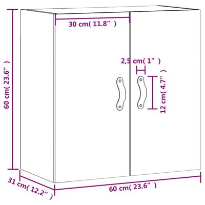 vidaXL szürke sonoma színű szerelt fa faliszekrény 60 x 31 x 60 cm