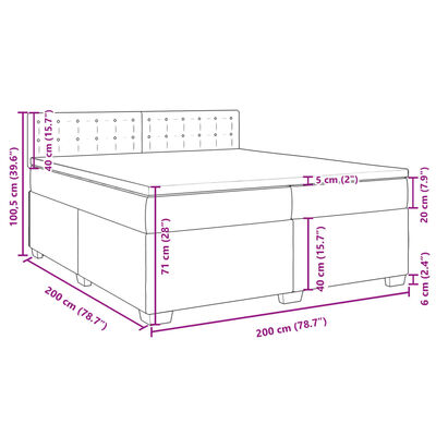 vidaXL tópszínű szövet rugós ágy matraccal 200 x 200 cm