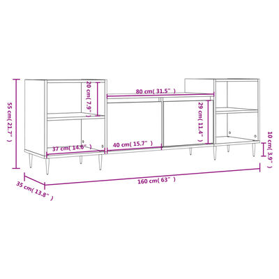 vidaXL szürke sonoma színű szerelt fa TV-szekrény 160x35x55 cm