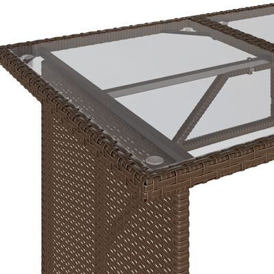 vidaXL barna polyrattan üveglapos kerti asztal 110x68x70 cm