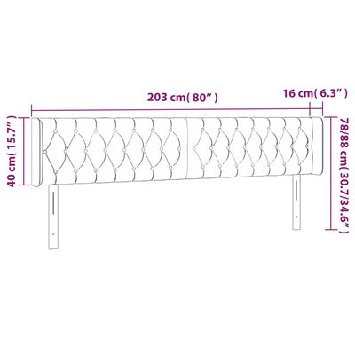 vidaXL sötétbarna szövet LED-es fejtámla 203 x 16 x 78/88 cm