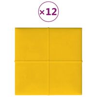 vidaXL 12 db sárga bársony fali panel 30 x 30 cm 1,08 m²