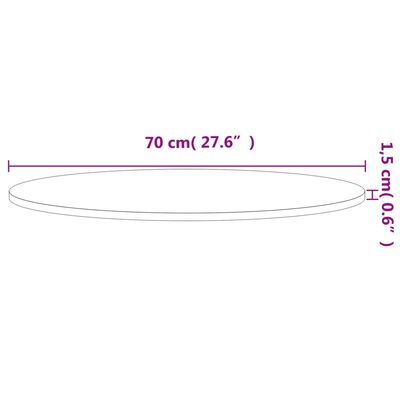 vidaXL tömör bükkfa kerek asztallap Ø70 x 1,5 cm