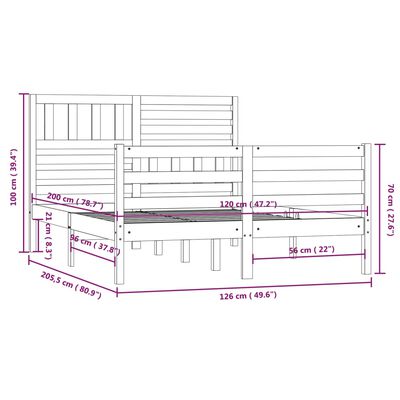 vidaXL tömör fa ágykeret matrac nélkül 120 x 200 cm