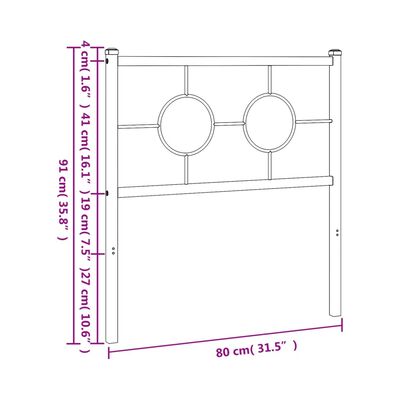 vidaXL fehér fém fejtámla 75 cm