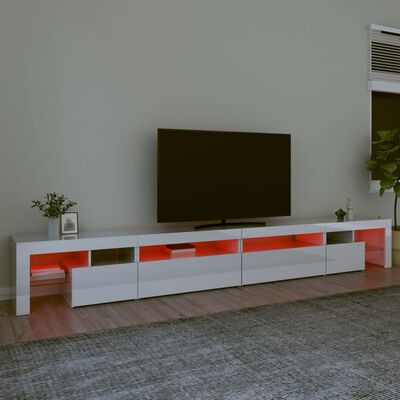 vidaXL magasfényű fehér TV-szekrény LED-lámpákkal 290x36,5x40 cm