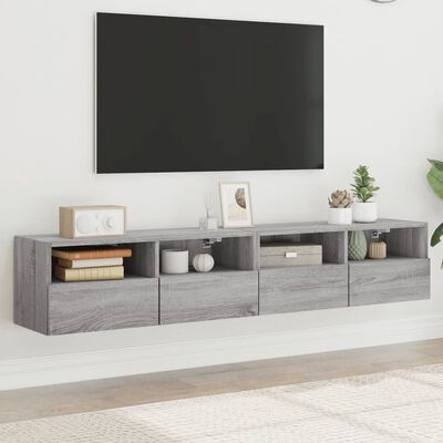 vidaXL 2 db szürke sonoma szerelt fa fali TV-szekrény 80 x 30 x 30 cm