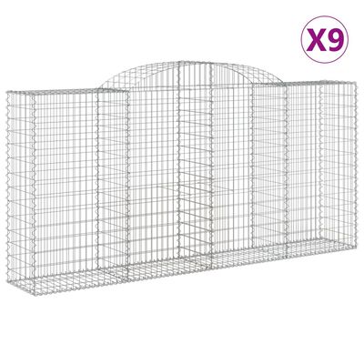 vidaXL 9 db íves horganyzott vas gabion kosár 300x50x140/160 cm