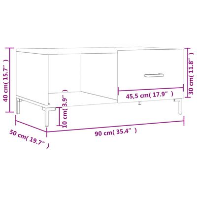 vidaXL szürke sonoma színű szerelt fa dohányzóasztal 90 x 50 x 40 cm