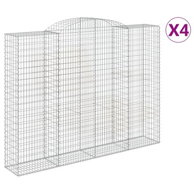 vidaXL 4 db íves horganyzott vas gabion kosár 300x50x220/240 cm