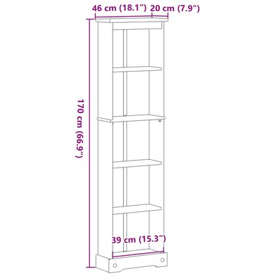 vidaXL Corona tömör fenyőfa könyvszekrény 46 x 20 x 170 cm